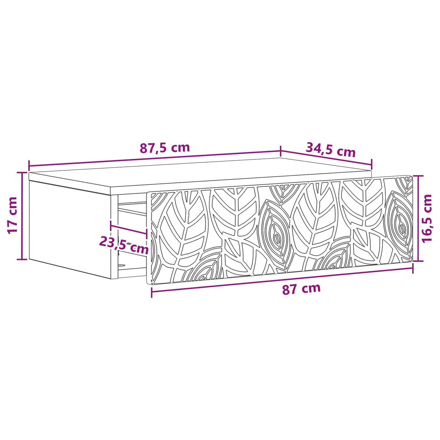 vidaXL Τραπεζάκι Τοίχου Λευκό 87,5 x 34,5 x 17 εκ. Επεξεργασμένο Ξύλο