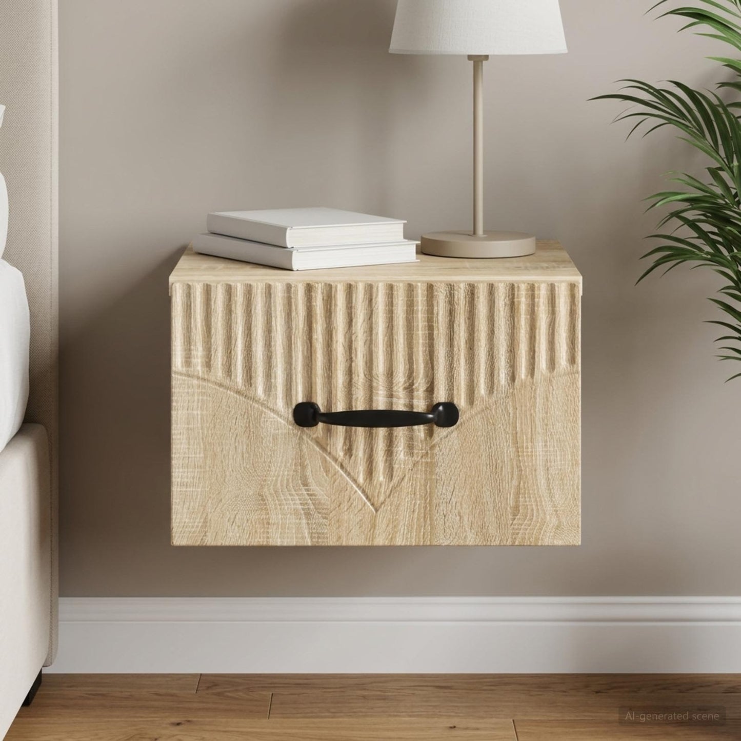 vidaXL Τοίχου Κρεμαστό Κομοδίνο Sonoma Δρυς 34,5 x 33 x 20 εκ.