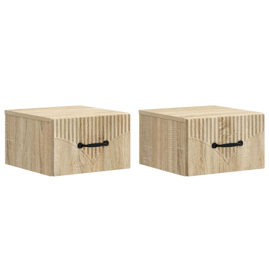 vidaXL Τοίχου Κρεμαστό Κομοδίνο 2 τμχ. Sonoma Δρυς 34,5 x 33 x 20 εκ.