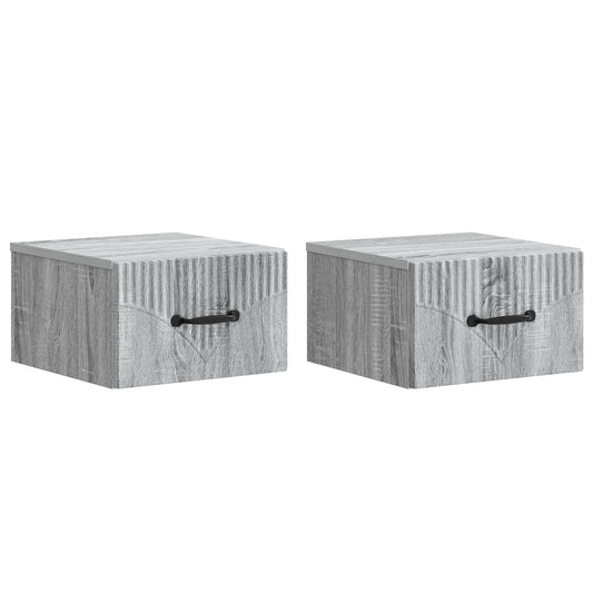 vidaXL Τοίχου Κρεμαστό Κομοδίνο 2 τμχ. Γκρι Sonoma 34,5 x 33 x 20 εκ.