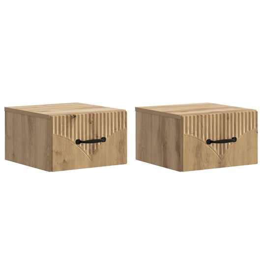 vidaXL Τοίχου Κρεμαστό Κομοδίνο 2 τμχ. Artisan Δρυς 34,5 x 33 x 20 εκ.