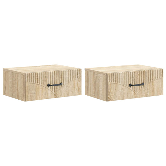 vidaXL Τοίχου Κρεμαστό Κομοδίνο 2 τμχ. Sonoma Δρυς 49 x 34,5 x 20 εκ.
