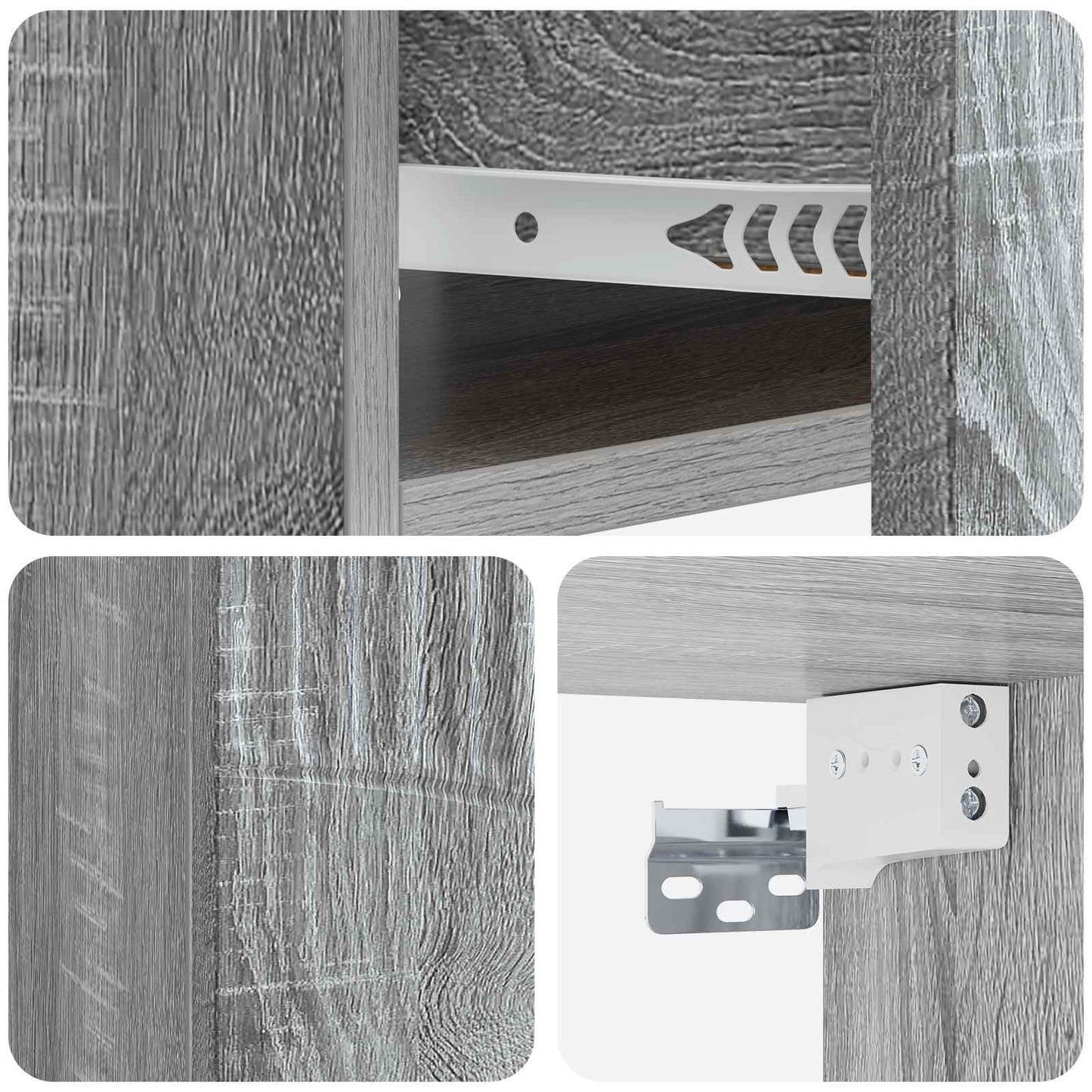 vidaXL Τοίχου Κρεμαστό Κομοδίνο 2 τμχ. Γκρι Sonoma 49 x 34,5 x 20 εκ.