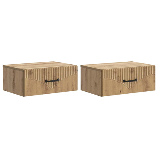 vidaXL Τοίχου Κρεμαστό Κομοδίνο 2 τμχ. Artisan Δρυς 49 x 34,5 x 20 εκ.