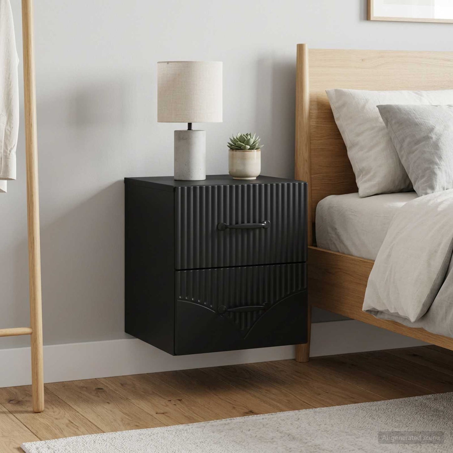 vidaXL Τοίχου Κρεμαστό Κομοδίνο 2 τμχ. Μαύρο 34,5 x 33 x 40 εκ