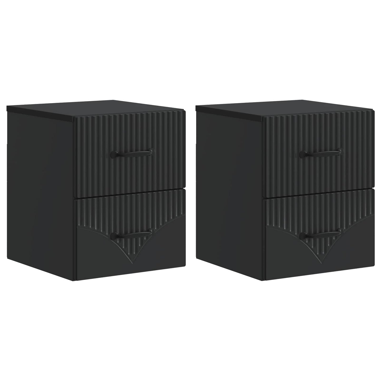 vidaXL Τοίχου Κρεμαστό Κομοδίνο 2 τμχ. Μαύρο 34,5 x 33 x 40 εκ
