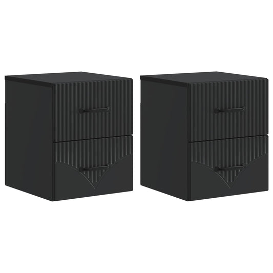 vidaXL Τοίχου Κρεμαστό Κομοδίνο 2 τμχ. Μαύρο 34,5 x 33 x 40 εκ