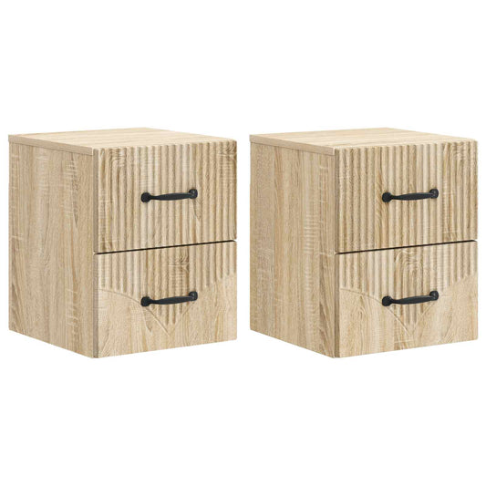 vidaXL Τοίχου Κρεμαστό Κομοδίνο 2 τμχ. Sonoma Δρυς 34,5 x 33 x 40 εκ