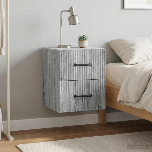 vidaXL Τοίχου Κρεμαστό Κομοδίνο 2 τμχ. Γκρι Sonoma 34,5 x 33 x 40 εκ