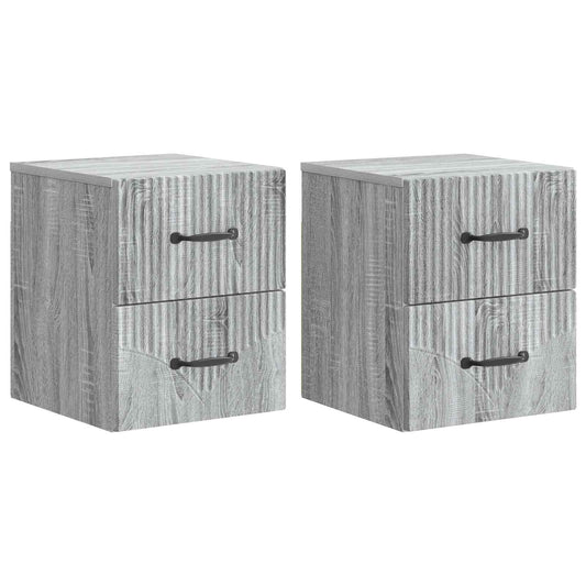 vidaXL Τοίχου Κρεμαστό Κομοδίνο 2 τμχ. Γκρι Sonoma 34,5 x 33 x 40 εκ