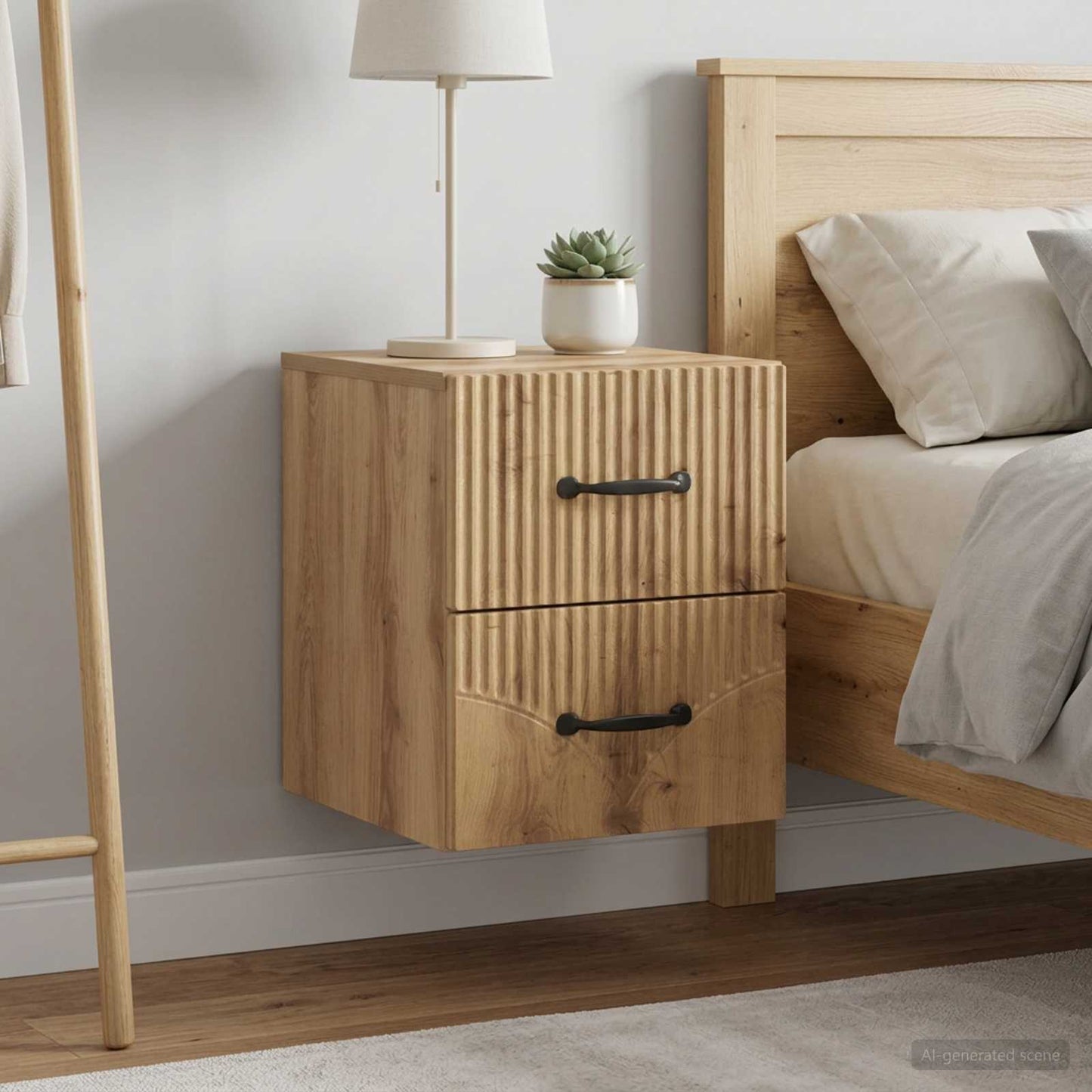 vidaXL Τοίχου Κρεμαστό Κομοδίνο 2 τμχ. Artisan Δρυς 34,5 x 33 x 40 εκ