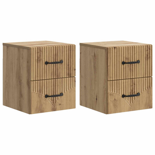 vidaXL Τοίχου Κρεμαστό Κομοδίνο 2 τμχ. Artisan Δρυς 34,5 x 33 x 40 εκ