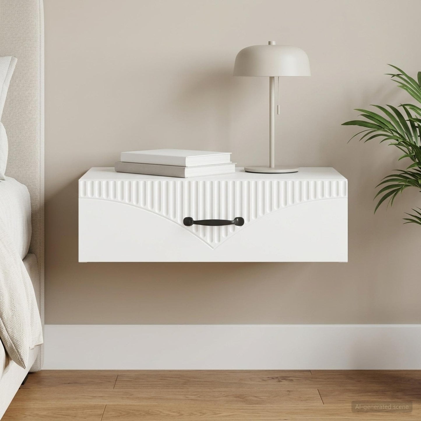 vidaXL Τραπεζάκι Τοίχου Λευκό 59 x 34,5 x 17 εκ. Επεξεργασμένο Ξύλο