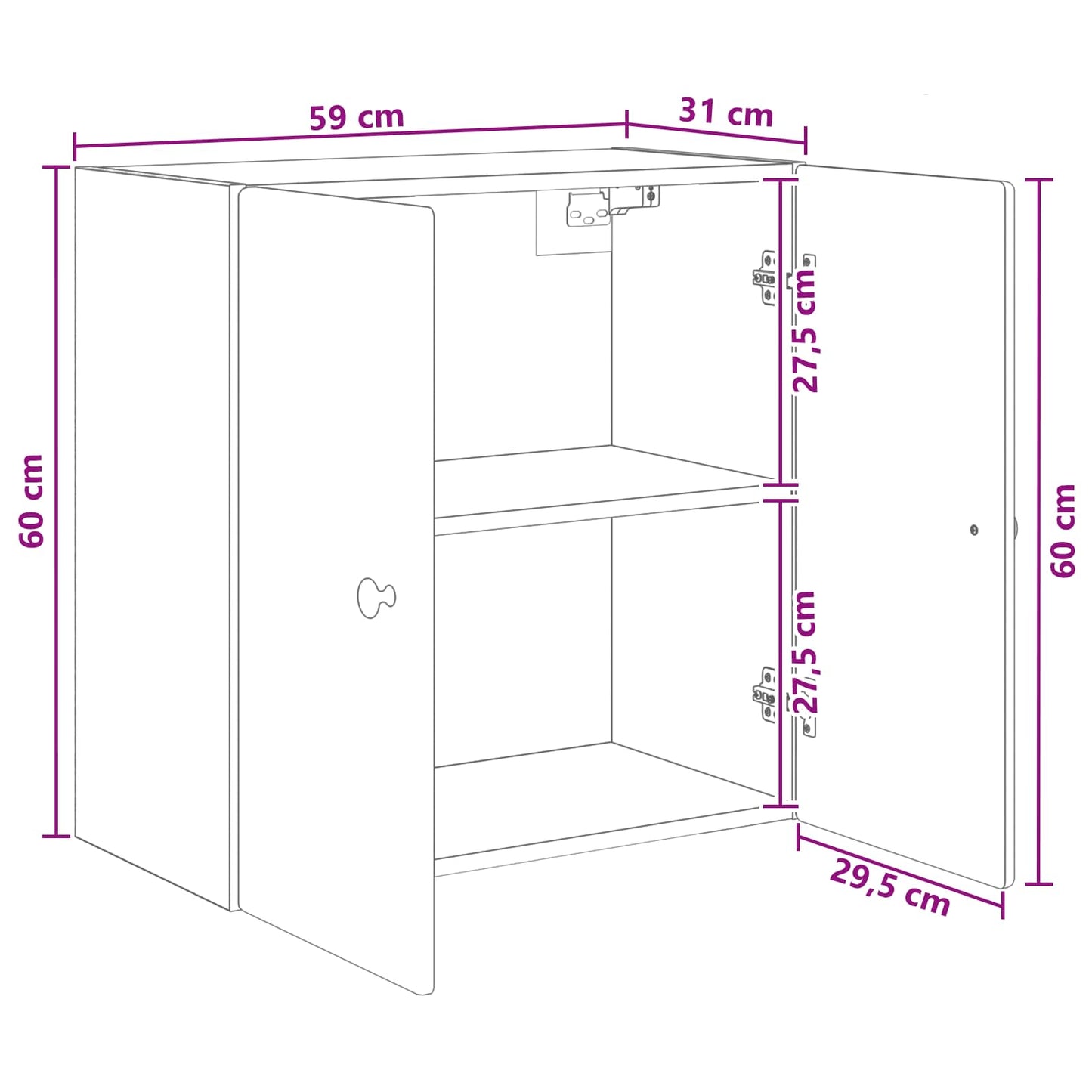 vidaXL Τοίχου Ντουλάπα Λευκό 59 x 31 x 60 εκ Επεξεργασμένο Ξύλο