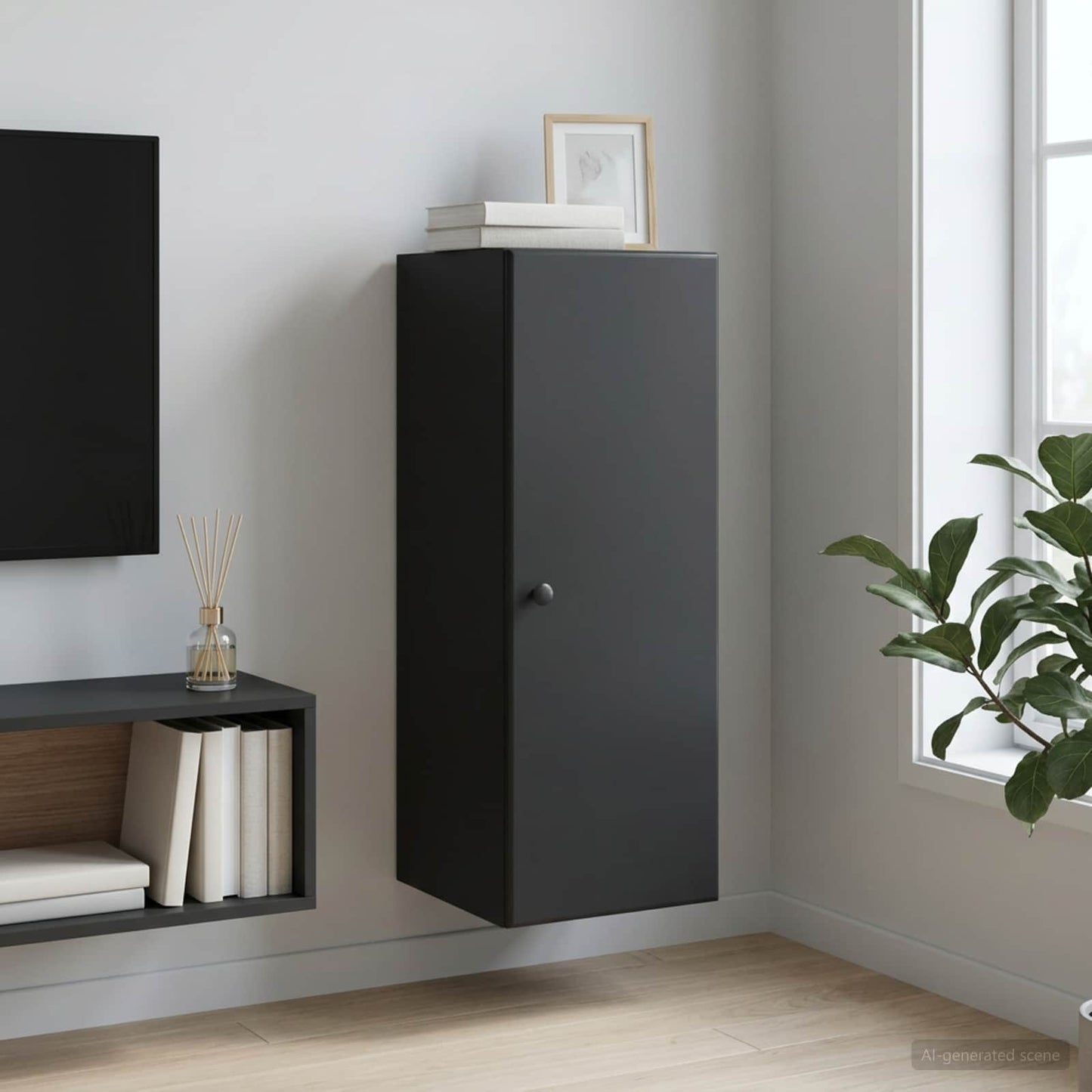 vidaXL Τοίχου Ντουλάπα 33 x 34,5 x 90 εκ Επεξεργασμένο Ξύλο Μαύρο