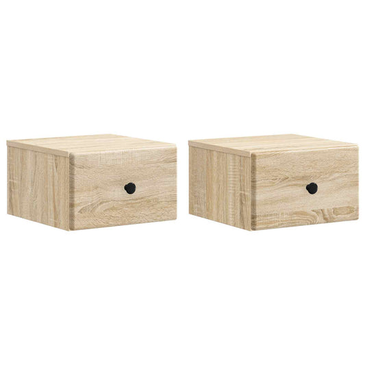 vidaXL Τοίχου Κρεμαστό Κομοδίνο 2 τμχ. Sonoma Δρυς 34,5 x 33 x 20 εκ.