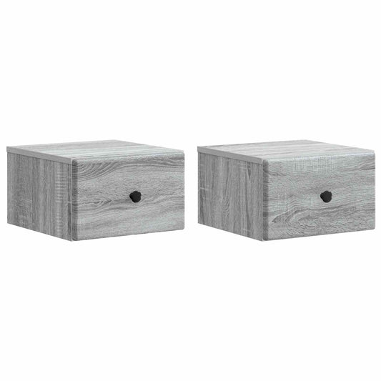 vidaXL Τοίχου Κρεμαστό Κομοδίνο 2 τμχ. Γκρι Sonoma 34,5 x 33 x 20 εκ.