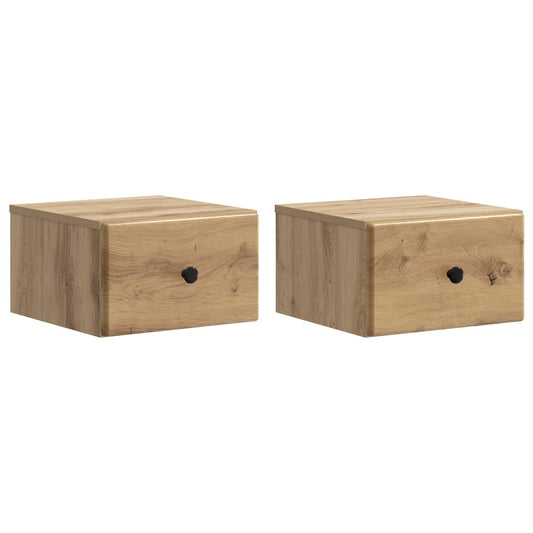 vidaXL Τοίχου Κρεμαστό Κομοδίνο 2 τμχ. Artisan Δρυς 34,5 x 33 x 20 εκ.