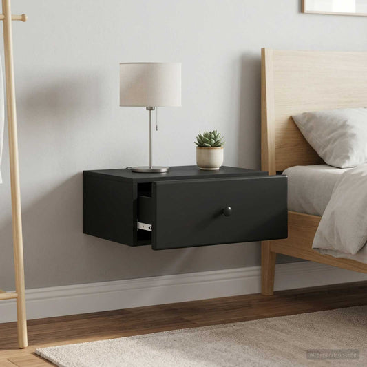 vidaXL Τοίχου Κρεμαστό Κομοδίνο 2 τμχ. Μαύρο 49 x 34,5 x 20 εκ.