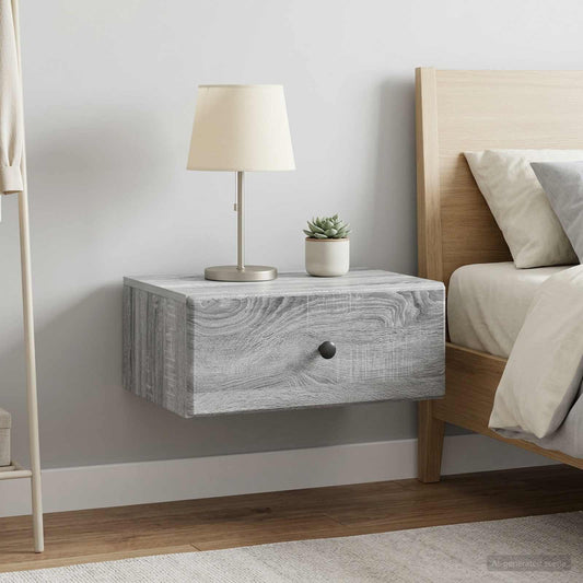 vidaXL Τοίχου Κρεμαστό Κομοδίνο 2 τμχ. Γκρι Sonoma 49 x 34,5 x 20 εκ.