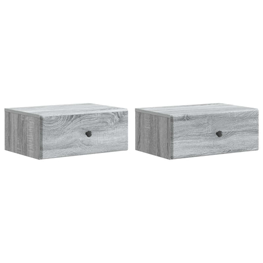 vidaXL Τοίχου Κρεμαστό Κομοδίνο 2 τμχ. Γκρι Sonoma 49 x 34,5 x 20 εκ.