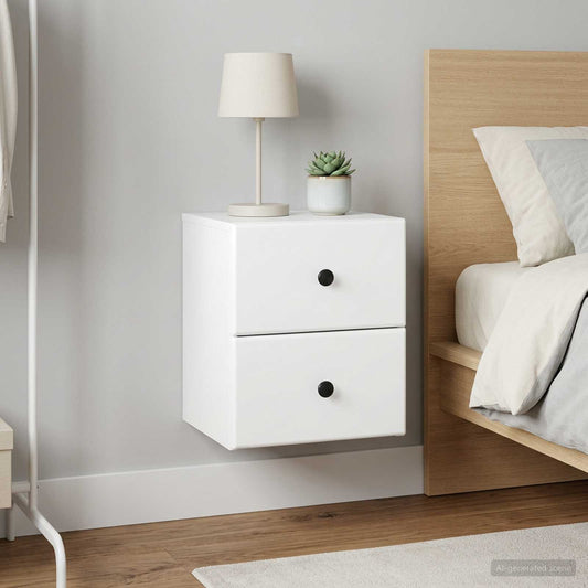vidaXL Τοίχου Κρεμαστό Κομοδίνο 2 τμχ. Λευκό 34,5 x 33 x 40 εκ