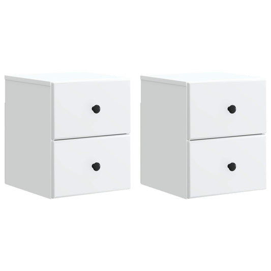vidaXL Τοίχου Κρεμαστό Κομοδίνο 2 τμχ. Λευκό 34,5 x 33 x 40 εκ