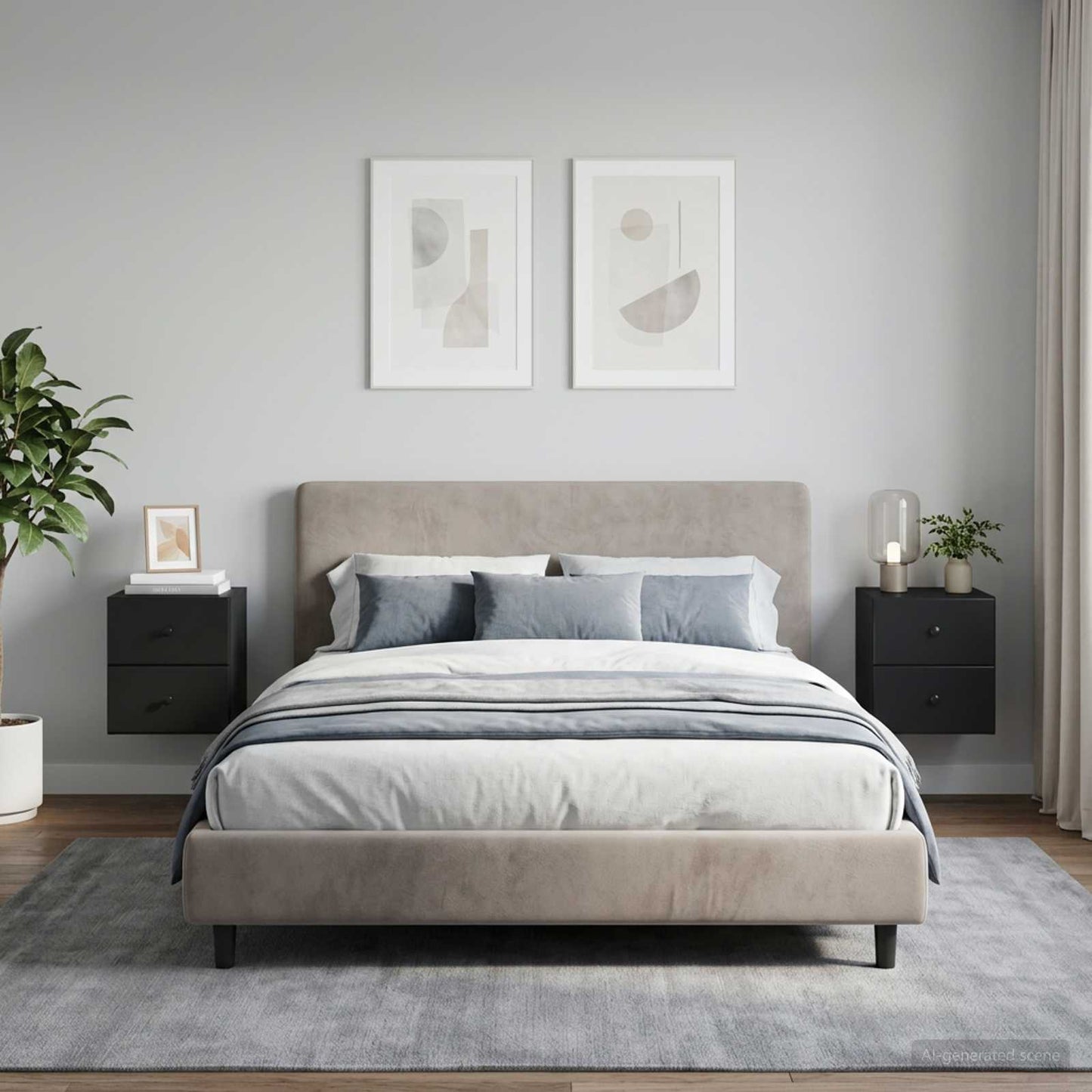 vidaXL Τοίχου Κρεμαστό Κομοδίνο 2 τμχ. Μαύρο 34,5 x 33 x 40 εκ