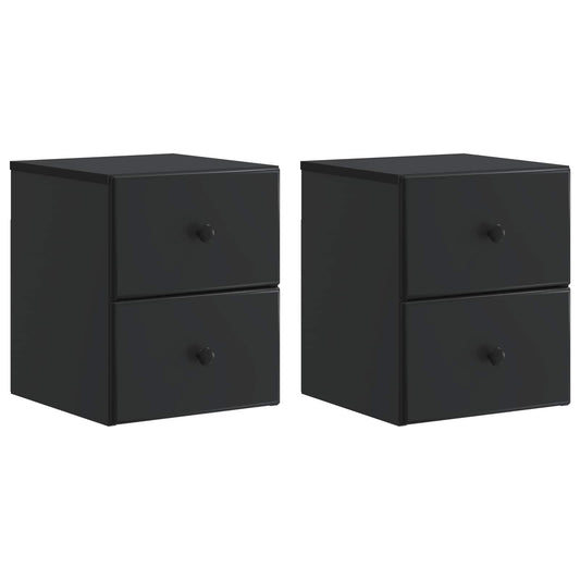 vidaXL Τοίχου Κρεμαστό Κομοδίνο 2 τμχ. Μαύρο 34,5 x 33 x 40 εκ