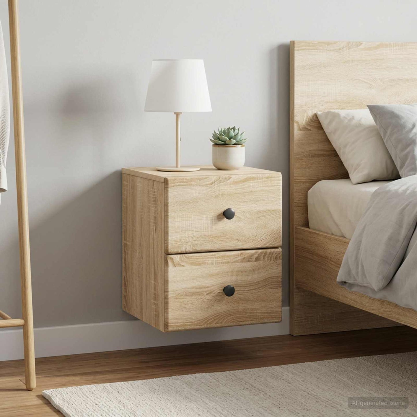vidaXL Τοίχου Κρεμαστό Κομοδίνο 2 τμχ. Sonoma Δρυς 34,5 x 33 x 40 εκ