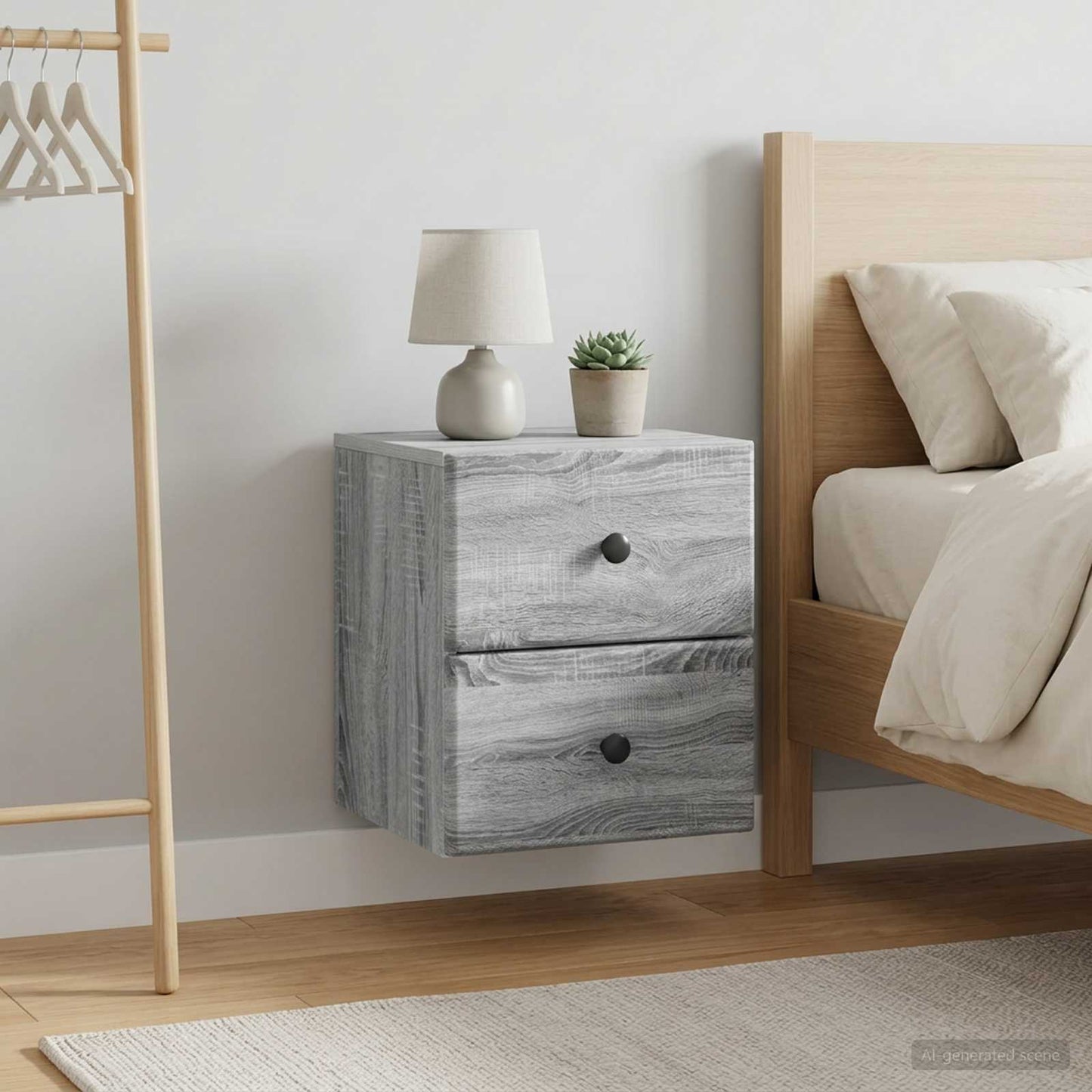 vidaXL Τοίχου Κρεμαστό Κομοδίνο 2 τμχ. Γκρι Sonoma 34,5 x 33 x 40 εκ