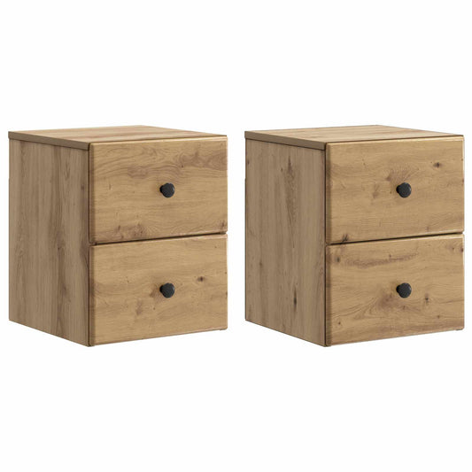 vidaXL Τοίχου Κρεμαστό Κομοδίνο 2 τμχ. Artisan Δρυς 34,5 x 33 x 40 εκ