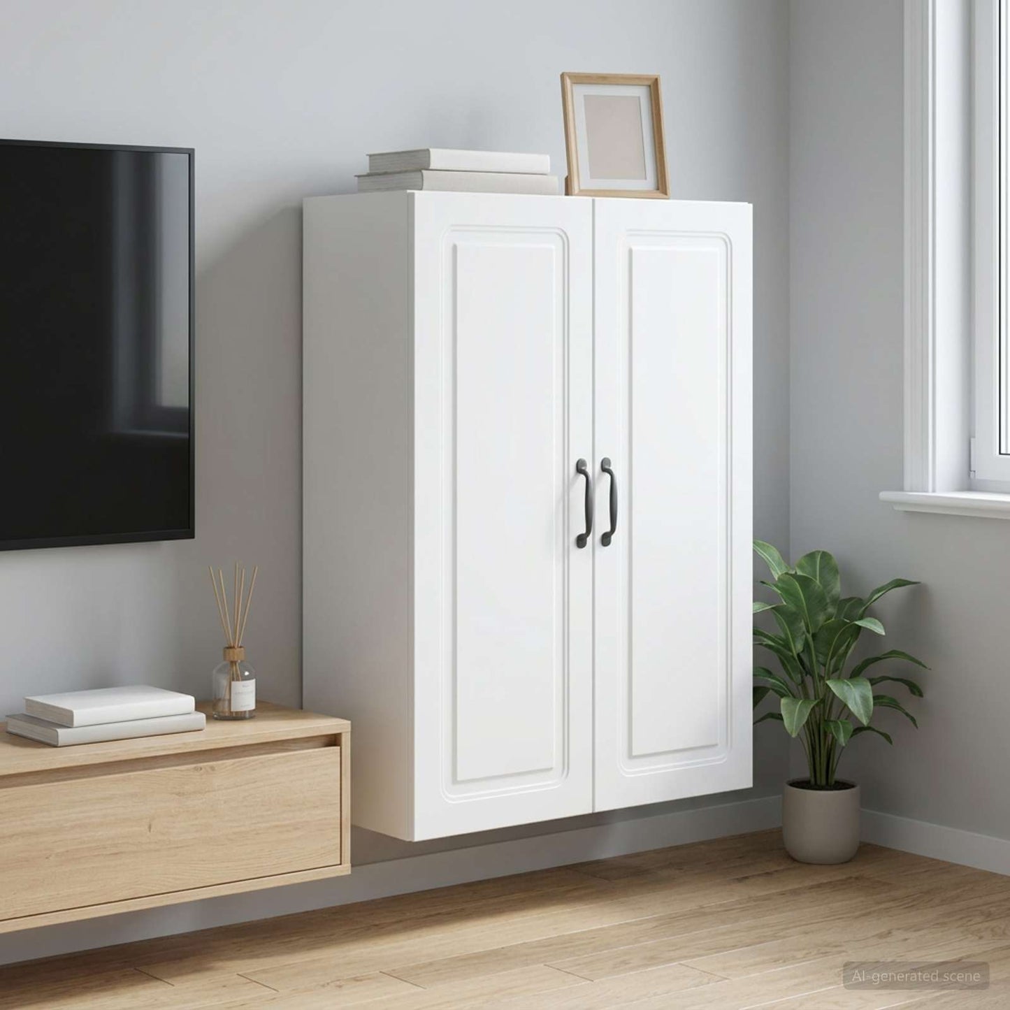 vidaXL Τοίχου Ντουλάπα 66 x 34,5 x 90 εκ Επεξεργασμένο Ξύλο Λευκό