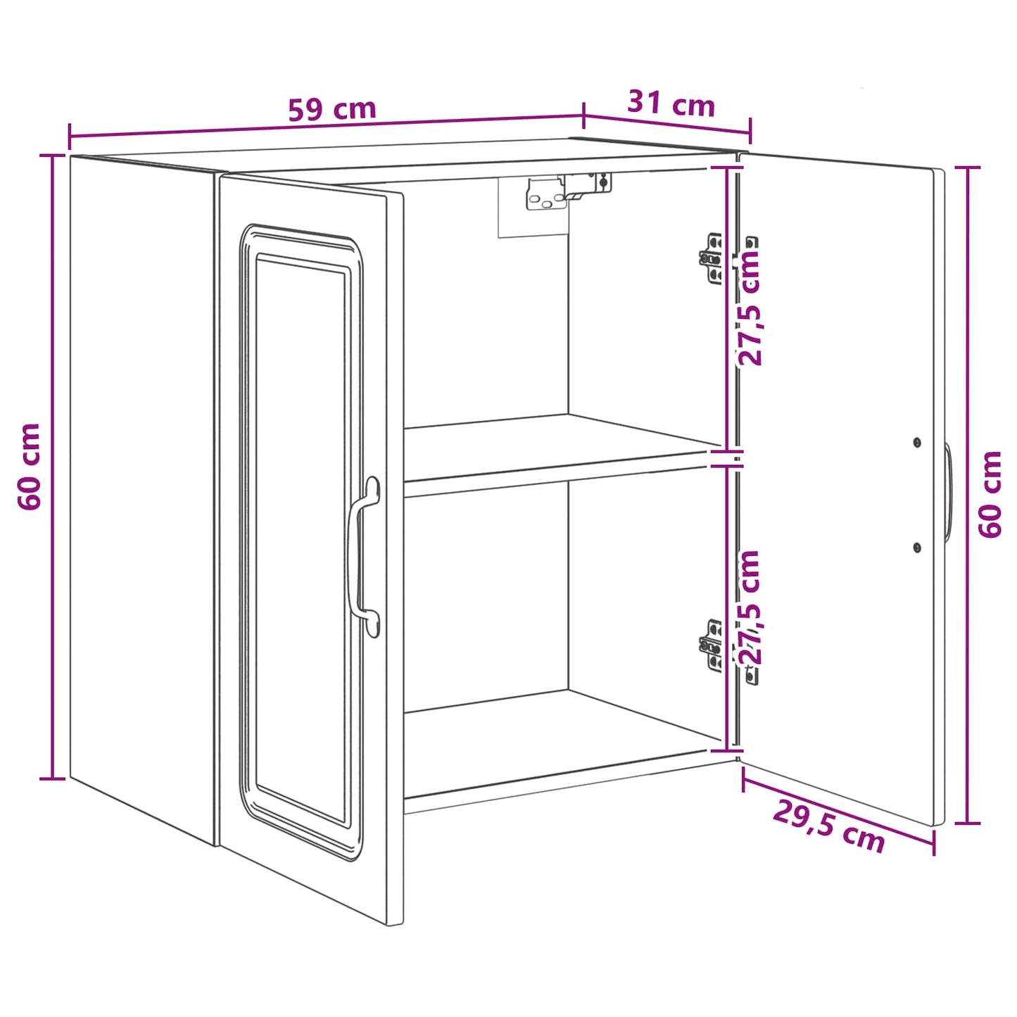 vidaXL Τοίχου Ντουλάπα 59 x 31 x 60 εκ Επεξεργασμένο Ξύλο Λευκό