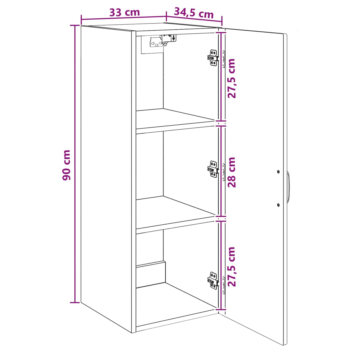 vidaXL Τοίχου Ντουλάπα 33 x 34,5 x 90 εκ Επεξεργασμένο Ξύλο