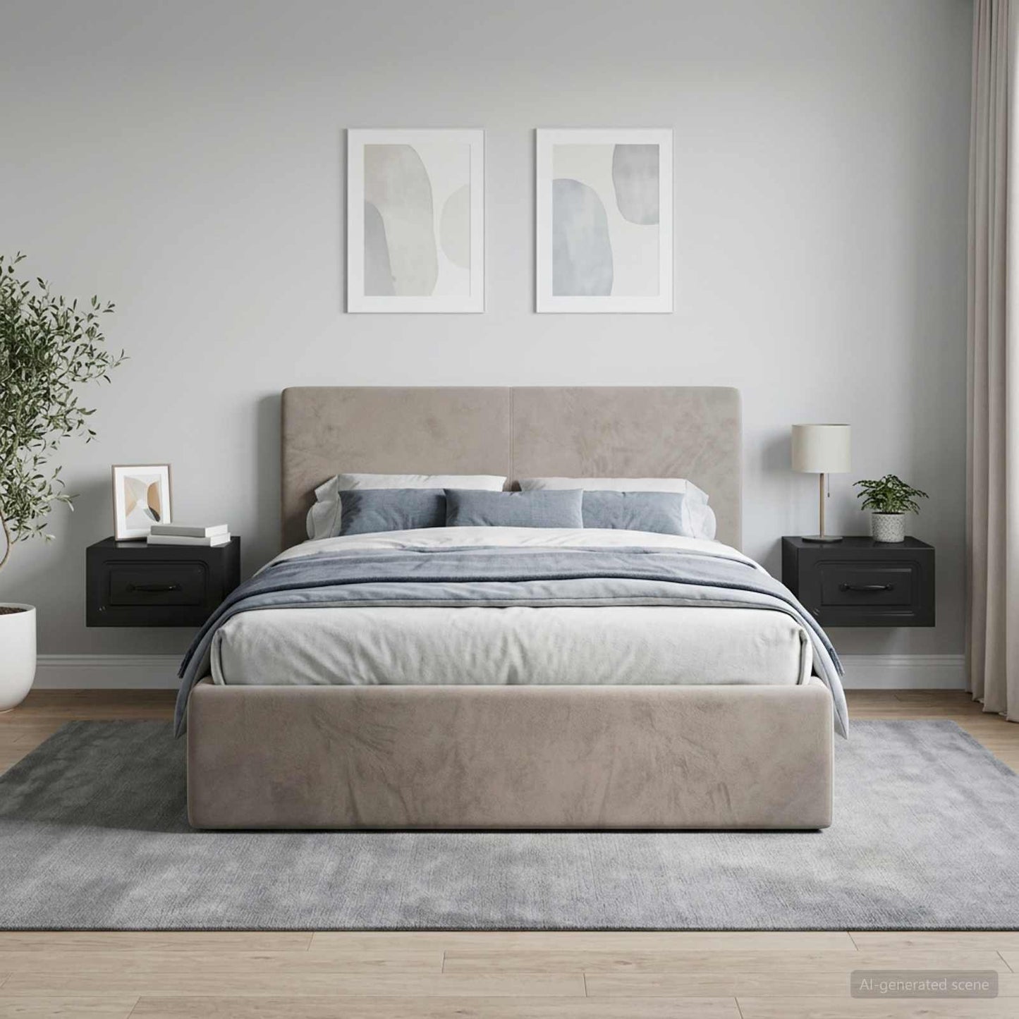 vidaXL Τοίχου Κρεμαστό Κομοδίνο 2 τμχ. Μαύρο 34,5 x 33 x 20 εκ.