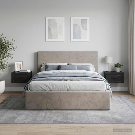 vidaXL Τοίχου Κρεμαστό Κομοδίνο 2 τμχ. Μαύρο 34,5 x 33 x 20 εκ.