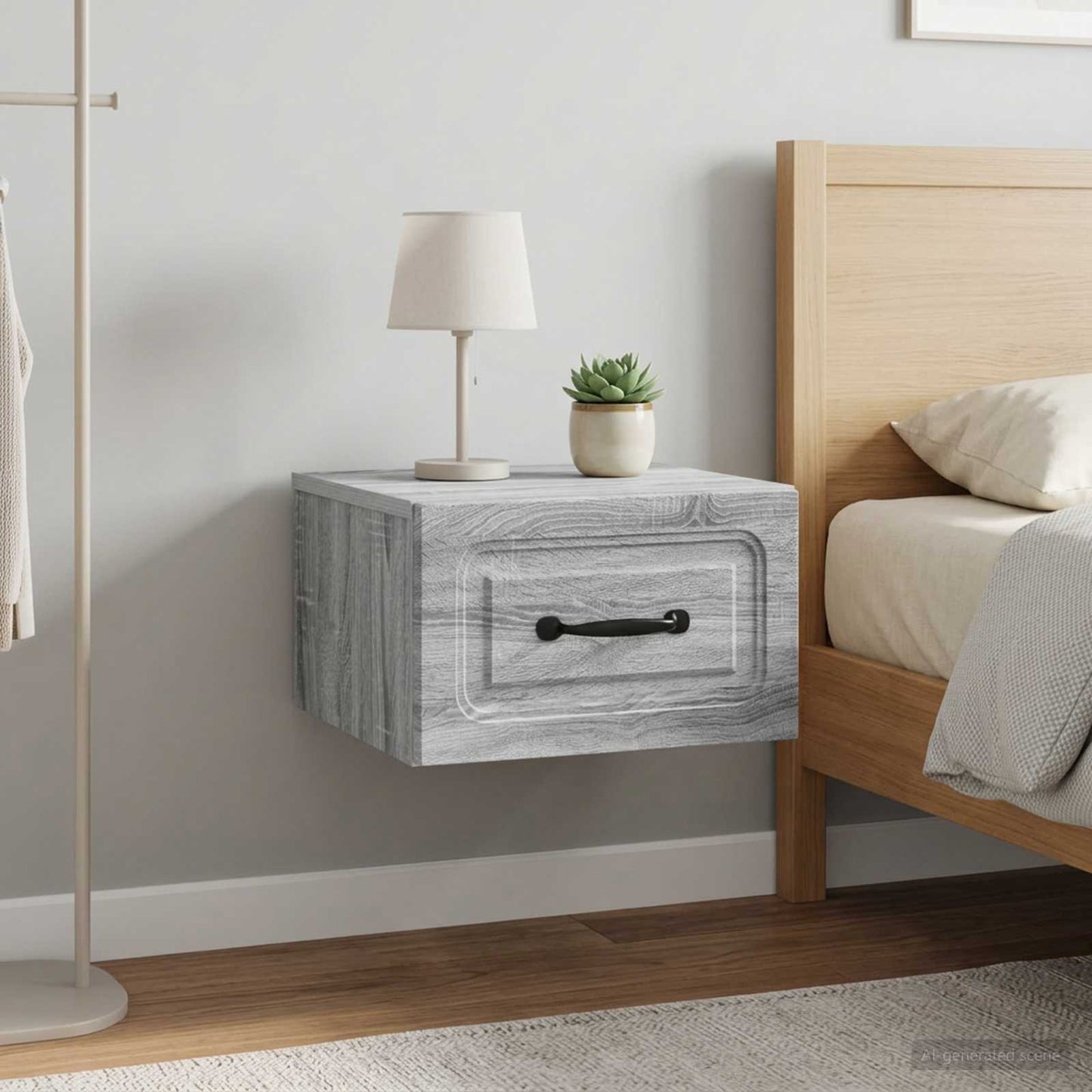 vidaXL Τοίχου Κρεμαστό Κομοδίνο 2 τμχ. Γκρι Sonoma 34,5 x 33 x 20 εκ.