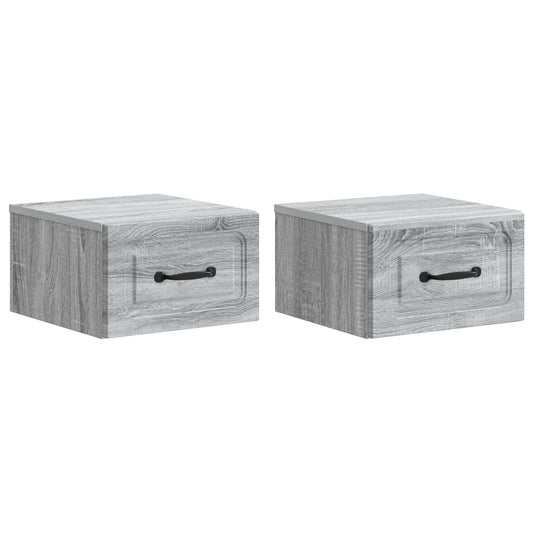 vidaXL Τοίχου Κρεμαστό Κομοδίνο 2 τμχ. Γκρι Sonoma 34,5 x 33 x 20 εκ.