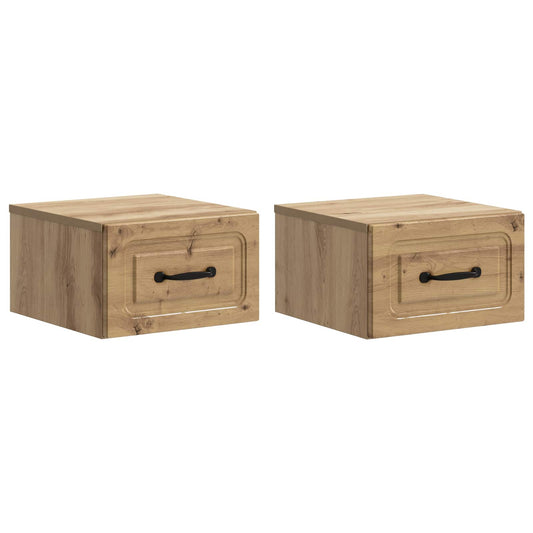 vidaXL Τοίχου Κρεμαστό Κομοδίνο 2 τμχ. Artisan Δρυς 34,5 x 33 x 20 εκ.