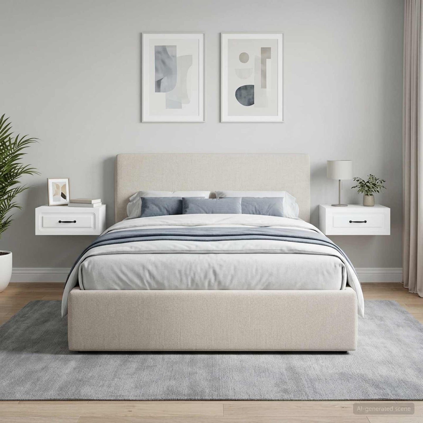 vidaXL Τοίχου Κρεμαστό Κομοδίνο 2 τμχ. Λευκό 49 x 34,5 x 20 εκ.
