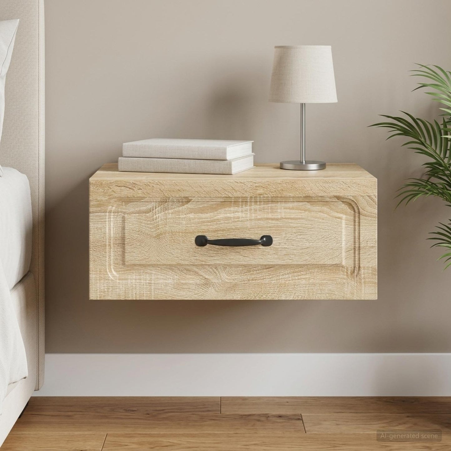 vidaXL Τοίχου Κρεμαστό Κομοδίνο Sonoma Δρυς 49 x 34,5 x 20 εκ.
