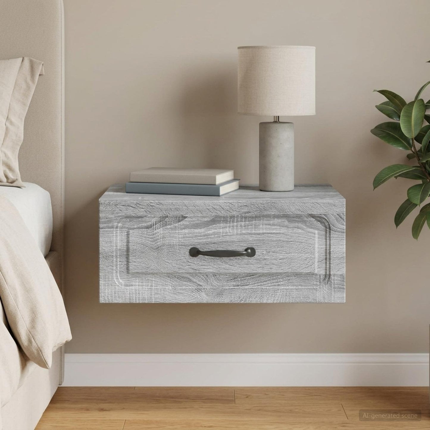 vidaXL Τοίχου Κρεμαστό Κομοδίνο Γκρι Sonoma 49 x 34,5 x 20 εκ.