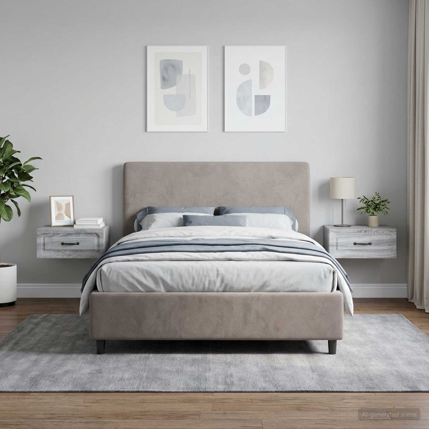 vidaXL Τοίχου Κρεμαστό Κομοδίνο 2 τμχ. Γκρι Sonoma 49 x 34,5 x 20 εκ.