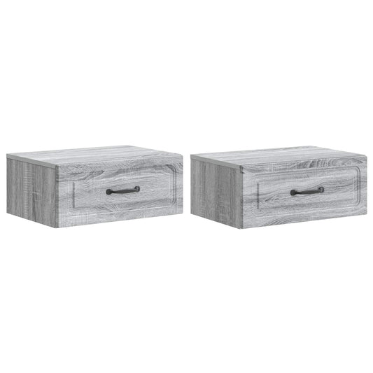 vidaXL Τοίχου Κρεμαστό Κομοδίνο 2 τμχ. Γκρι Sonoma 49 x 34,5 x 20 εκ.