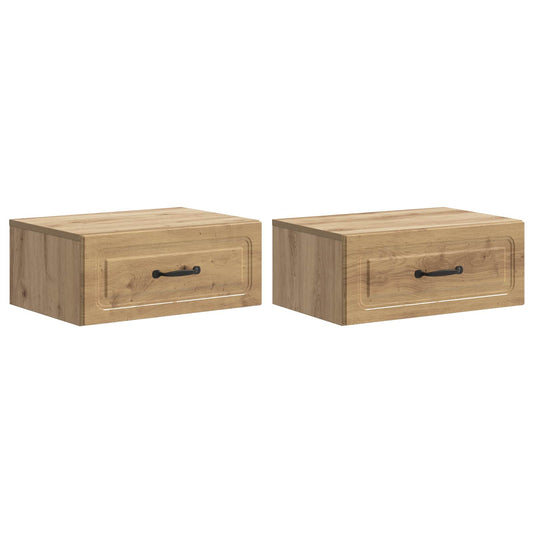 vidaXL Τοίχου Κρεμαστό Κομοδίνο 2 τμχ. Artisan Δρυς 49 x 34,5 x 20 εκ.