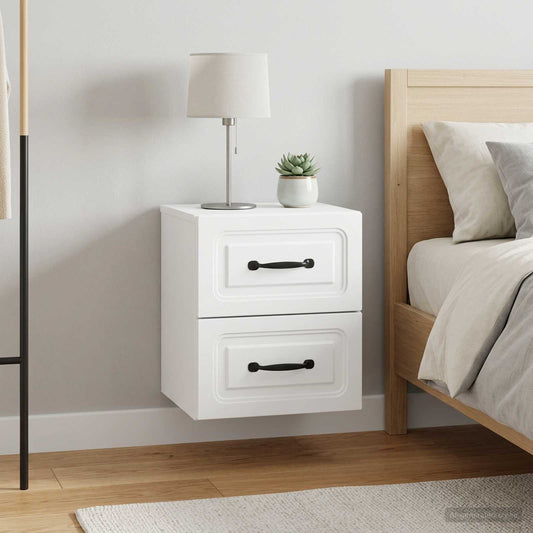 vidaXL Τοίχου Κρεμαστό Κομοδίνο 2 τμχ. Λευκό 34,5 x 33 x 40 εκ