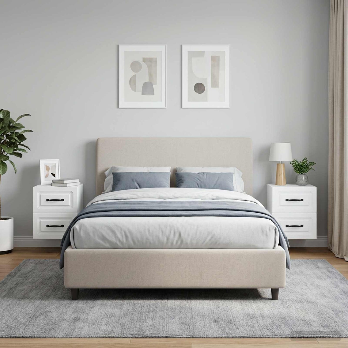 vidaXL Τοίχου Κρεμαστό Κομοδίνο 2 τμχ. Λευκό 34,5 x 33 x 40 εκ