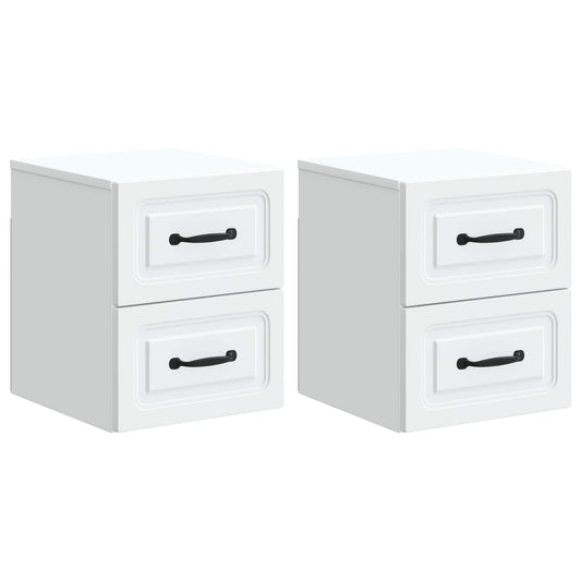 vidaXL Τοίχου Κρεμαστό Κομοδίνο 2 τμχ. Λευκό 34,5 x 33 x 40 εκ