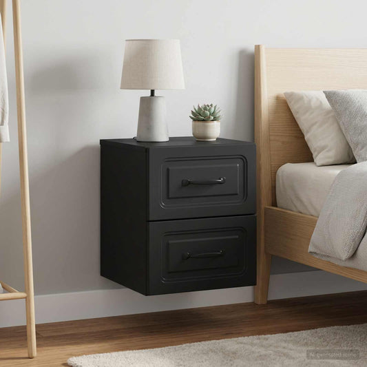 vidaXL Τοίχου Κρεμαστό Κομοδίνο 2 τμχ. Μαύρο 34,5 x 33 x 40 εκ